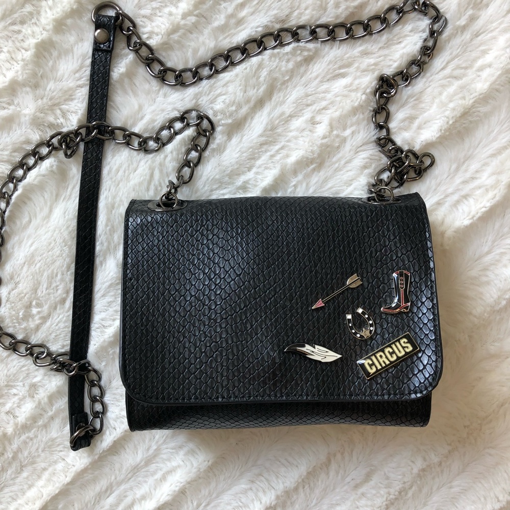 Circus by Sam Edelman Clive Pin Embellished Black Crossbody Bag Handbag Purse